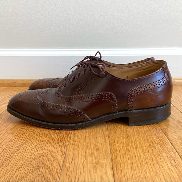 Nettleton Wingtip Dress Shoes Mens 8 Brown Leather Oxfords Formal Preppy Career main image 6